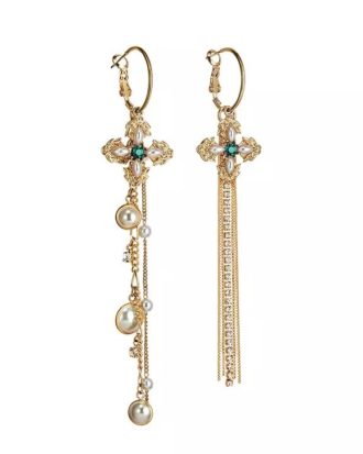 Chain Drop Embellished Hoop Earrings