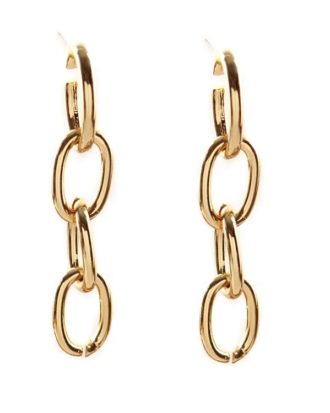 Chain Drop Embellished Hoop Earrings